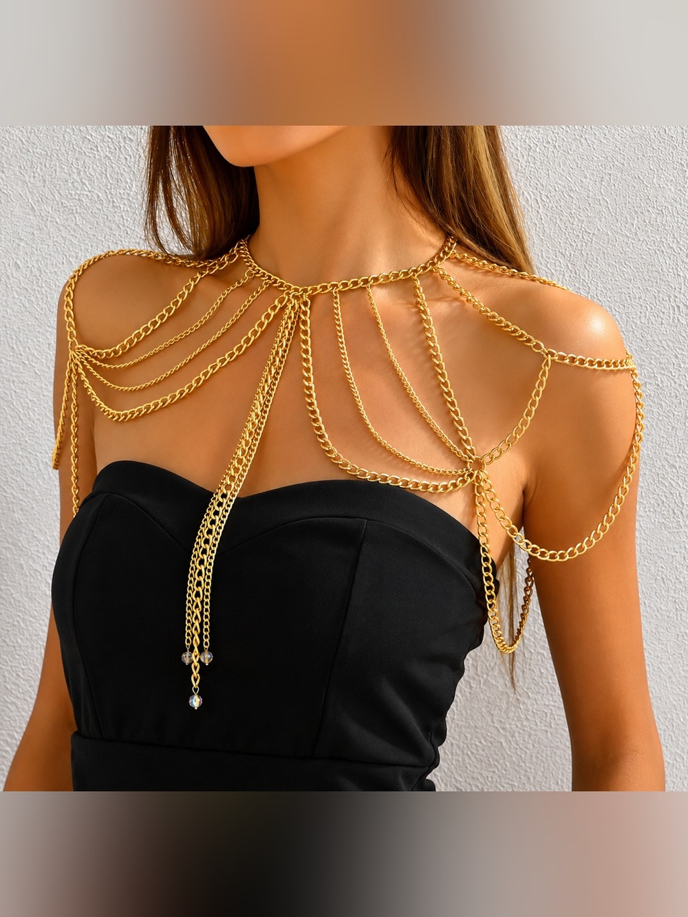 Gold Multi-Chain Shoulder Necklace - Picture 4 of 7